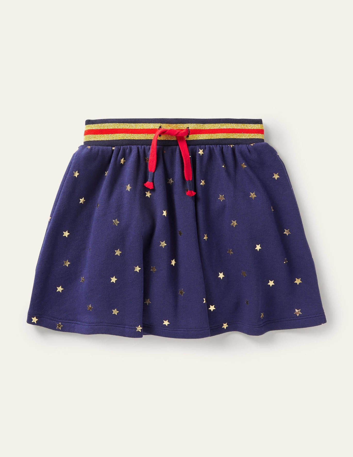 Boden Cosy Twirly Sweatshirt Skirt - Starboard Blue Gold Star