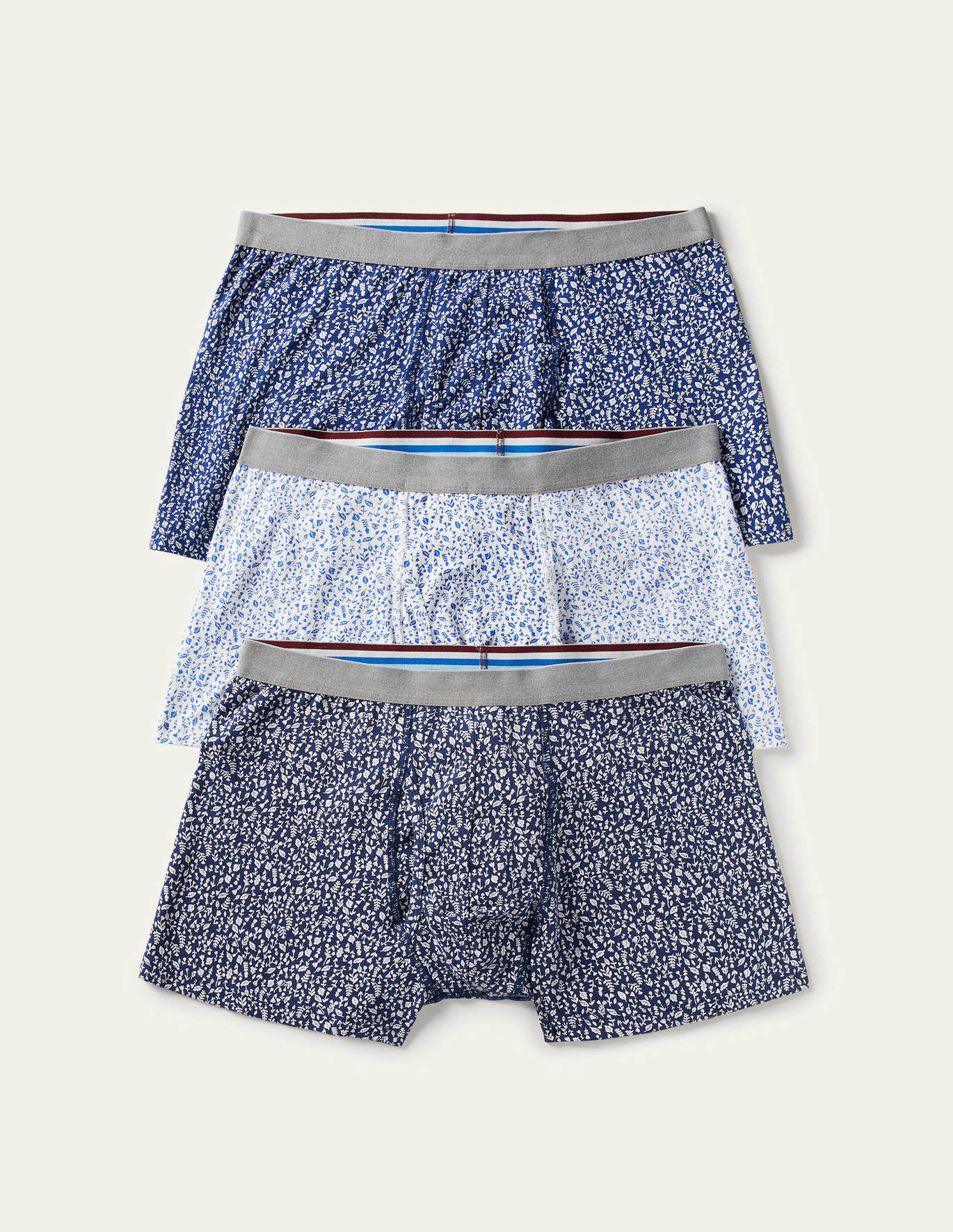Boden 3 Pack Jersey Boxers - Blues Woodland Floral Pack