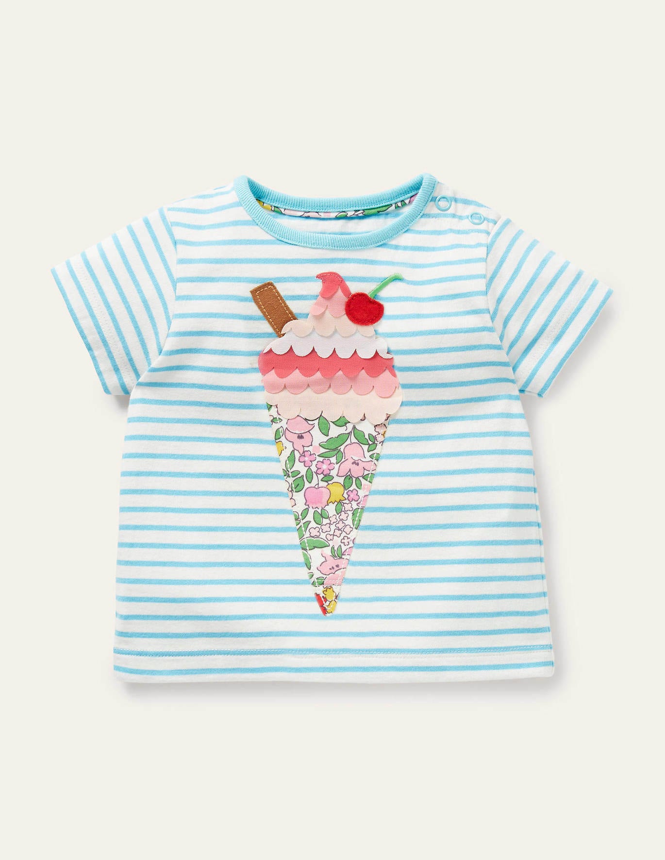 3-4 Years Ex Mini Boden Summer Appliqué T-Shirt Cherries 3-6 Mon