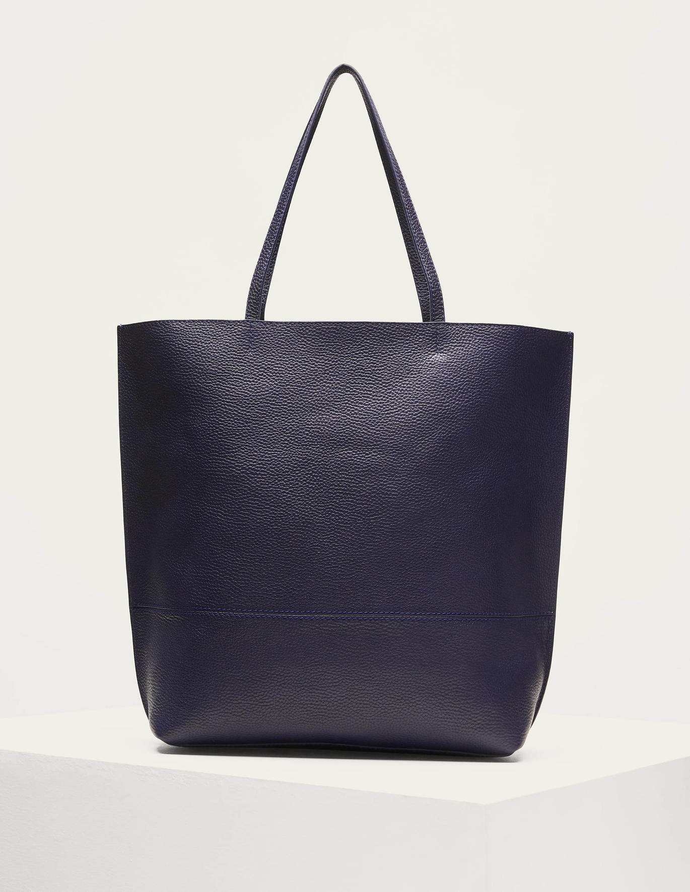 Leder-Shopper in Navy