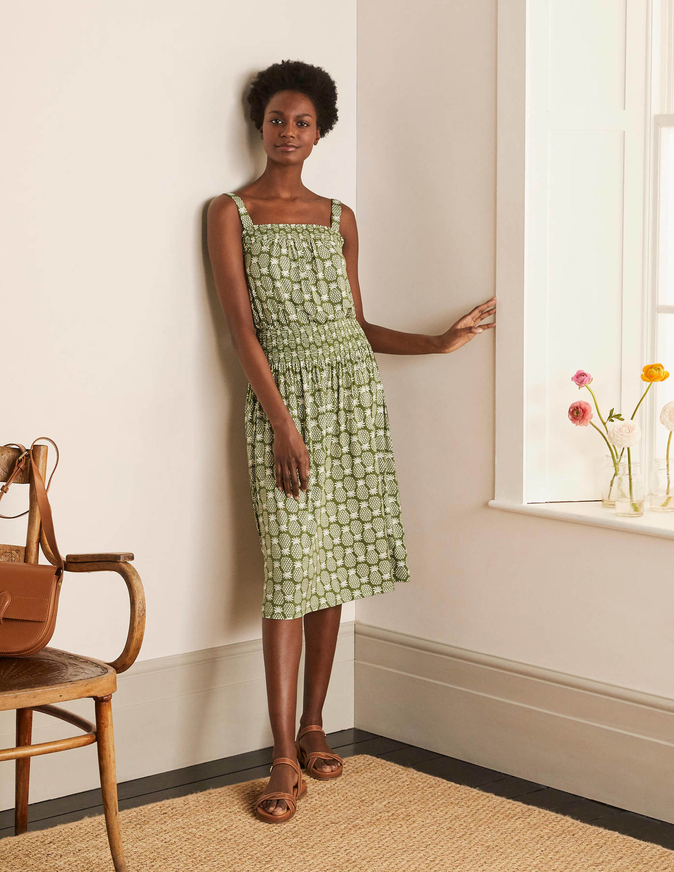 Rosamund Smocked Jersey Dress - Copper 