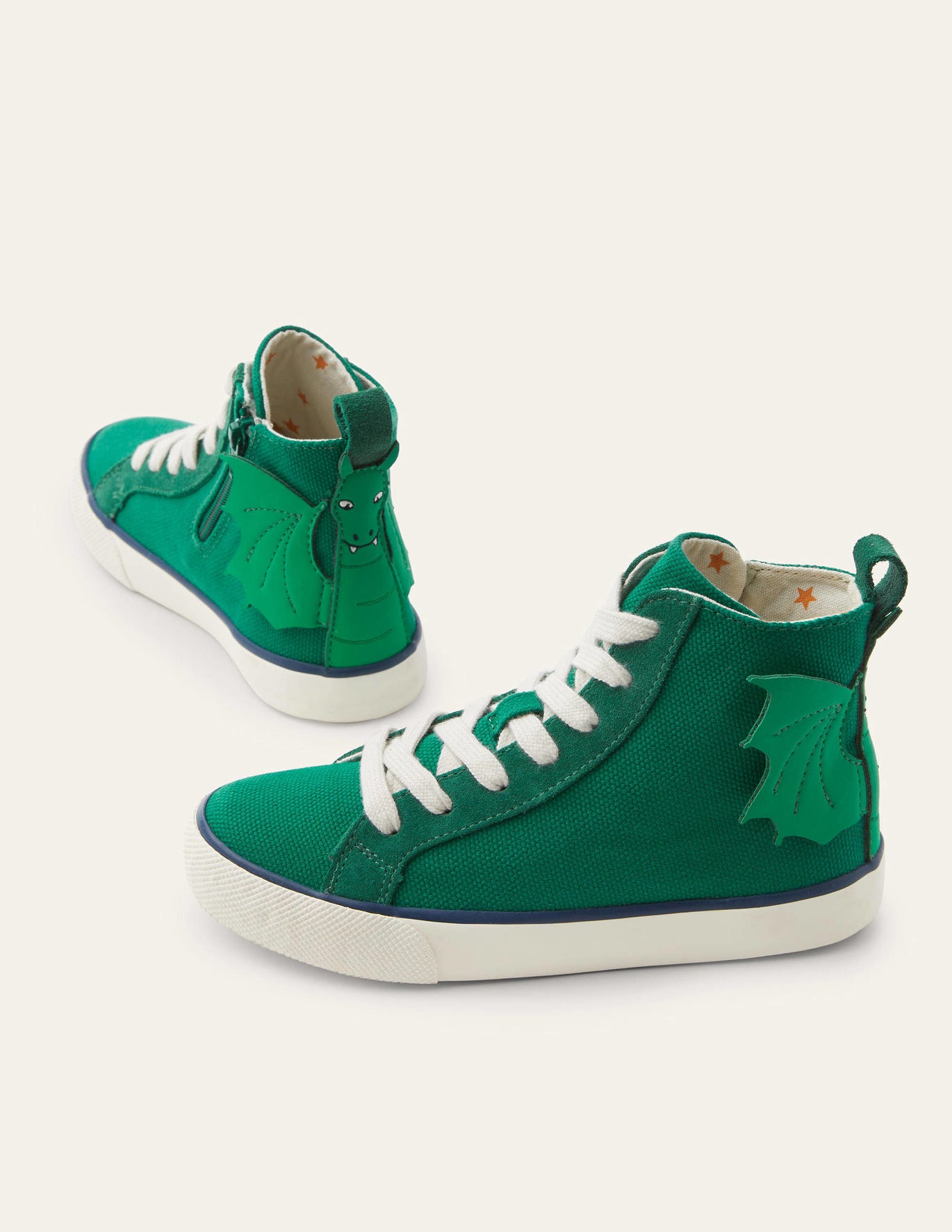 Boden Canvas High Tops - Forest Green Dragon