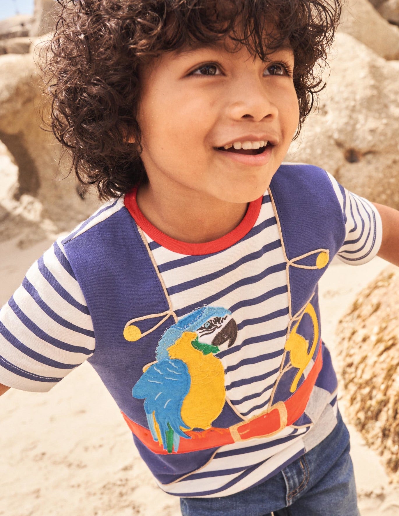 Boden Dress Up T-shirt - Ivory/Starboard Blue Pirate