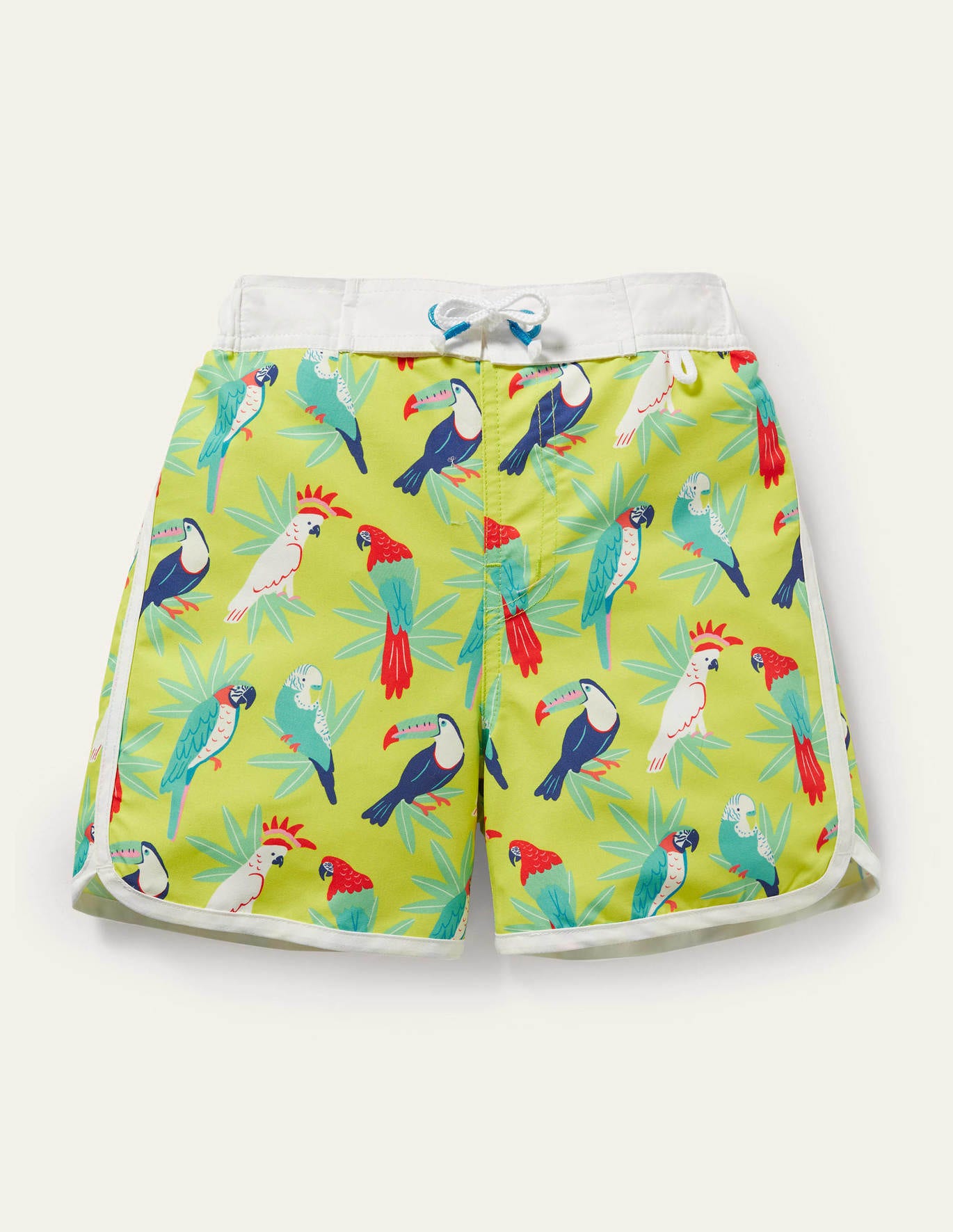 Boden Surf Shorts - Yellow Tropical Toucans