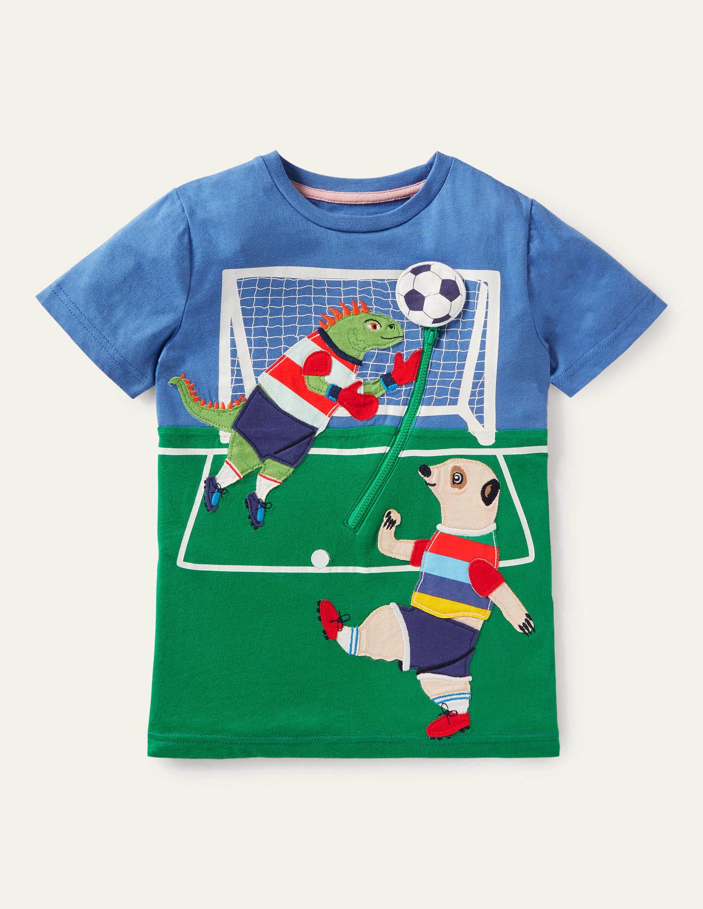 Boden Zip Applique T-shirt - Elizabethan Blue Football