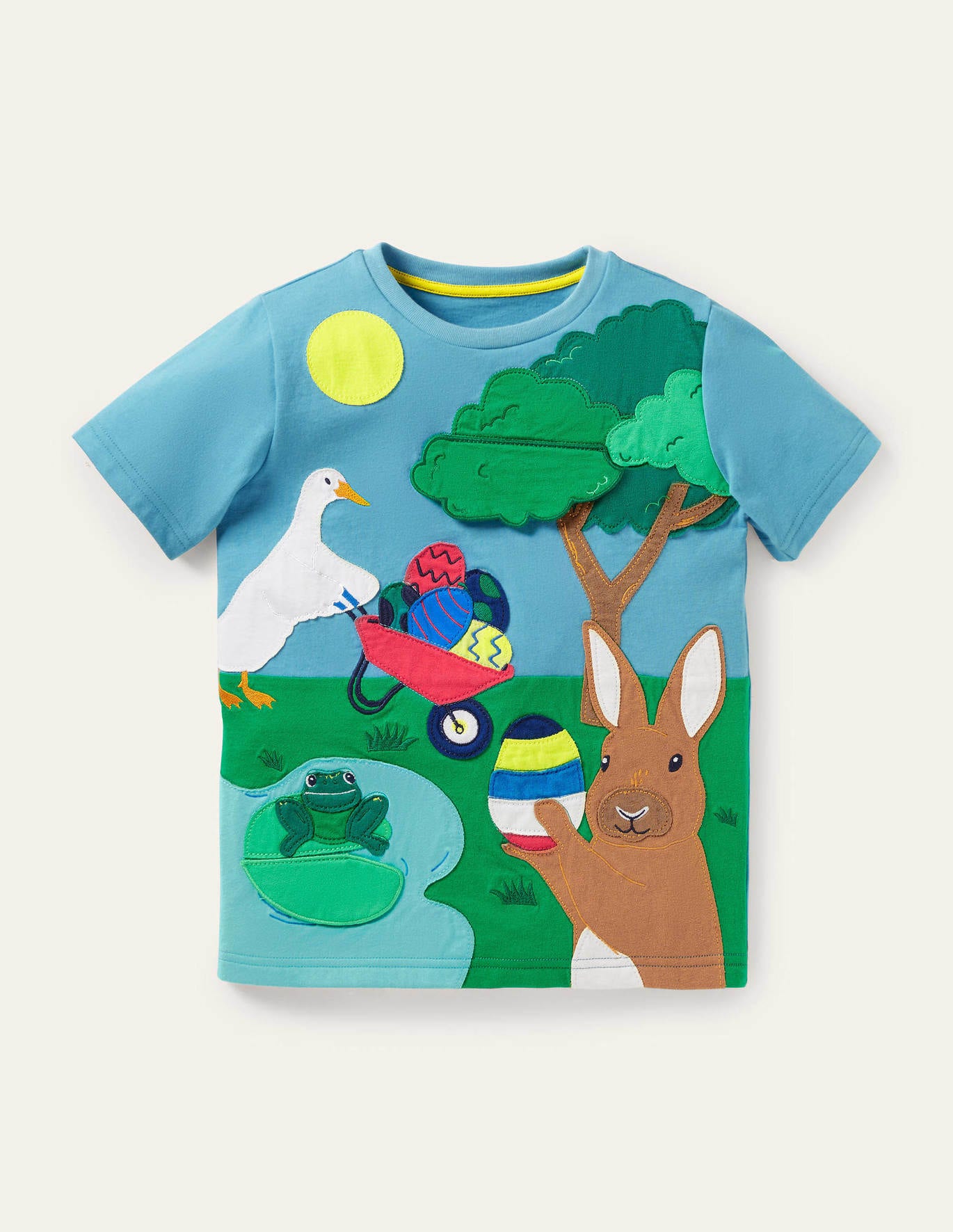 Boden Lift-the-Flap Egg Hunt T-shirt - Surfboard Blue Rabbit