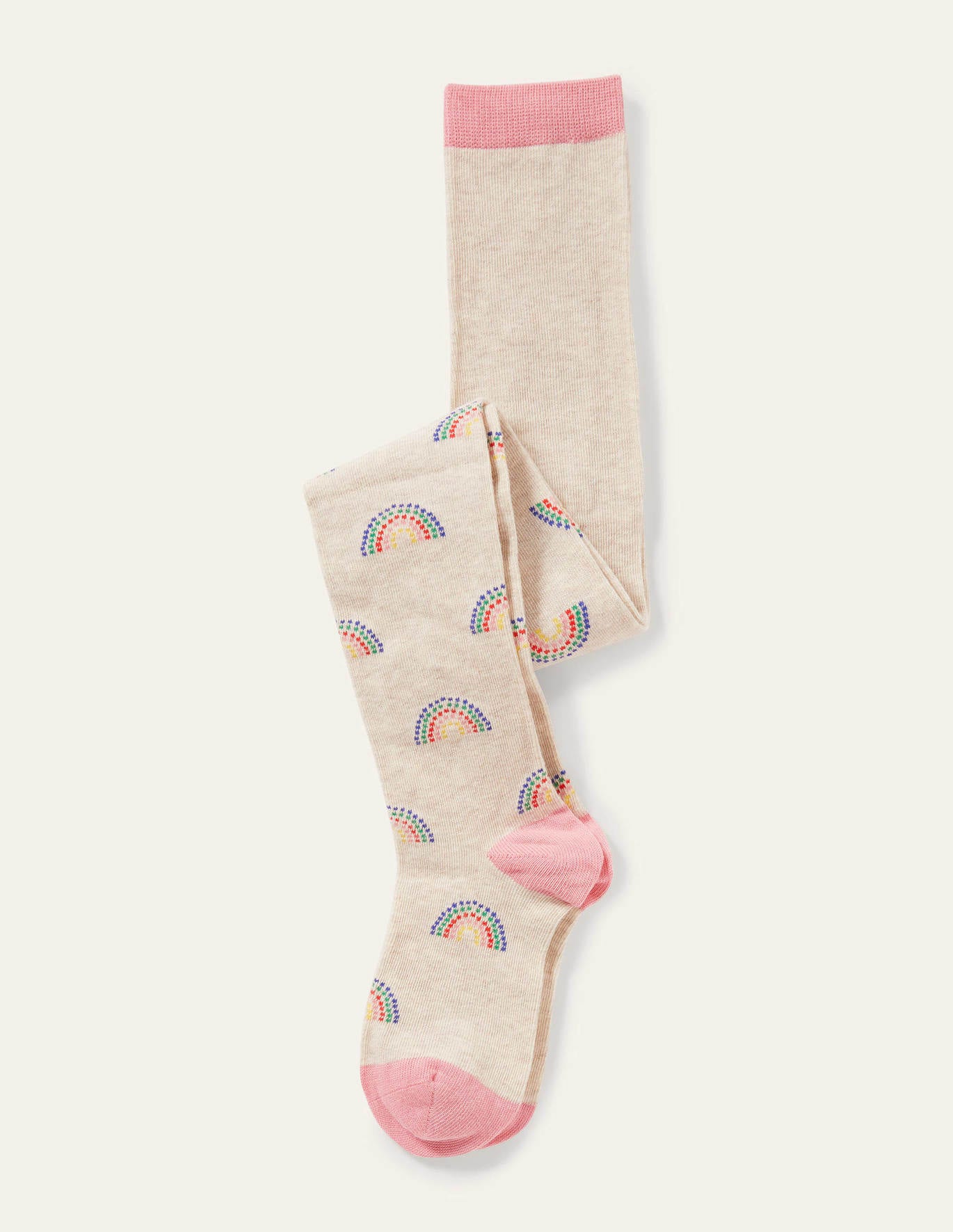 Boden Patterned Tights - Oatmeal Marl Rainbow