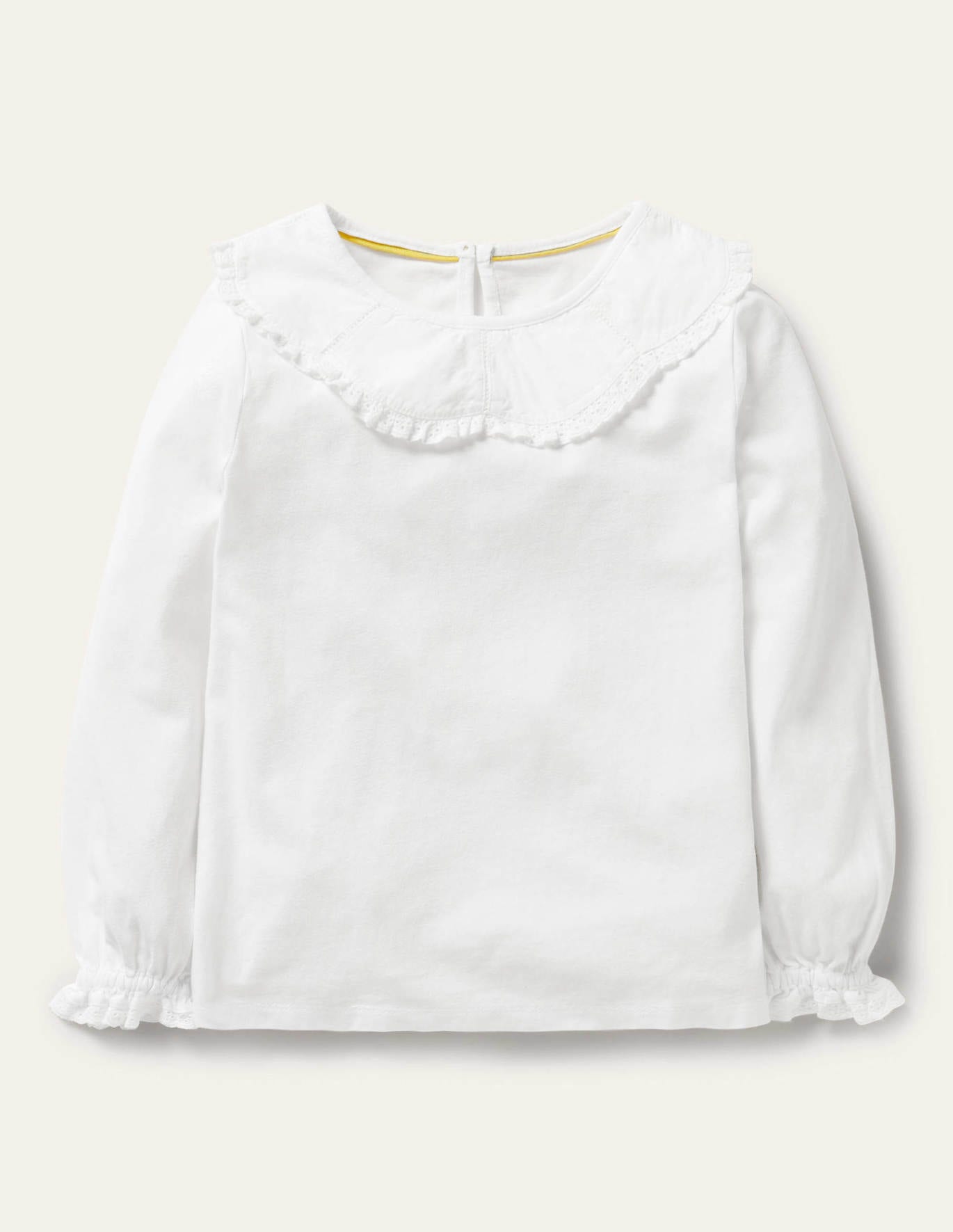 Boden Lace Collared Cotton Top - White