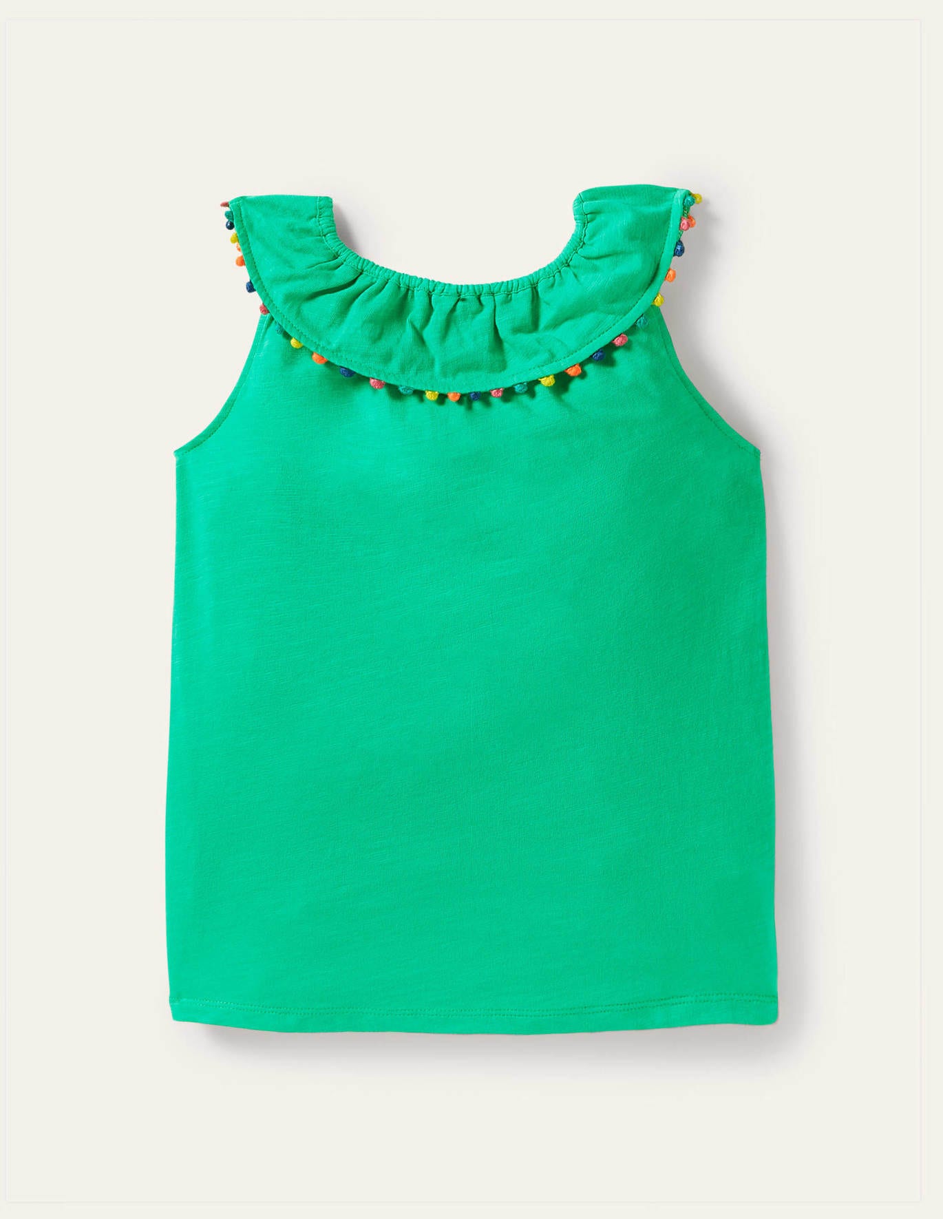 Boden Charlie Pom Jersey Tank Top - Tropical Green