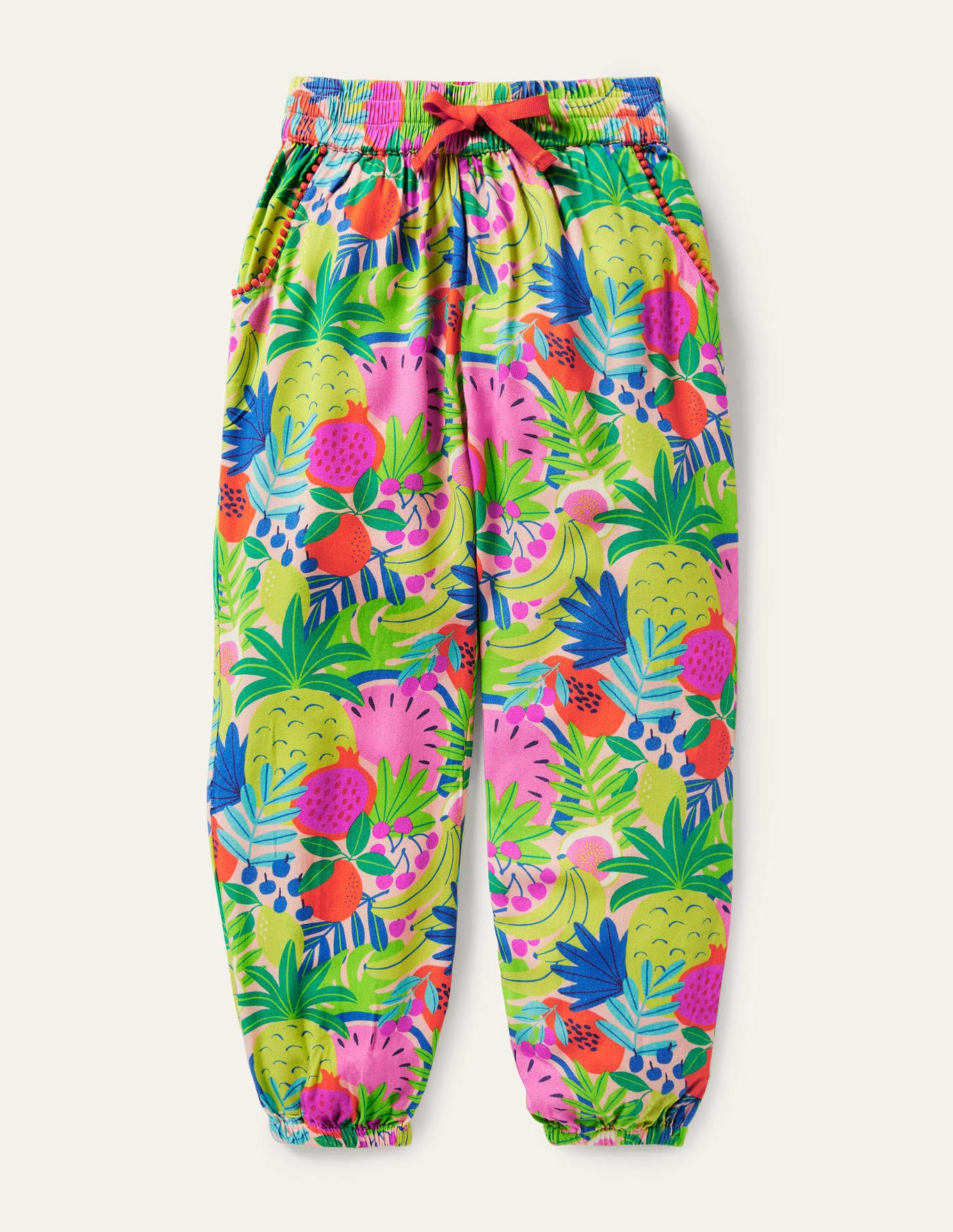 Boden Relaxed Woven Printed Pants - Multi Tropical Fruit
