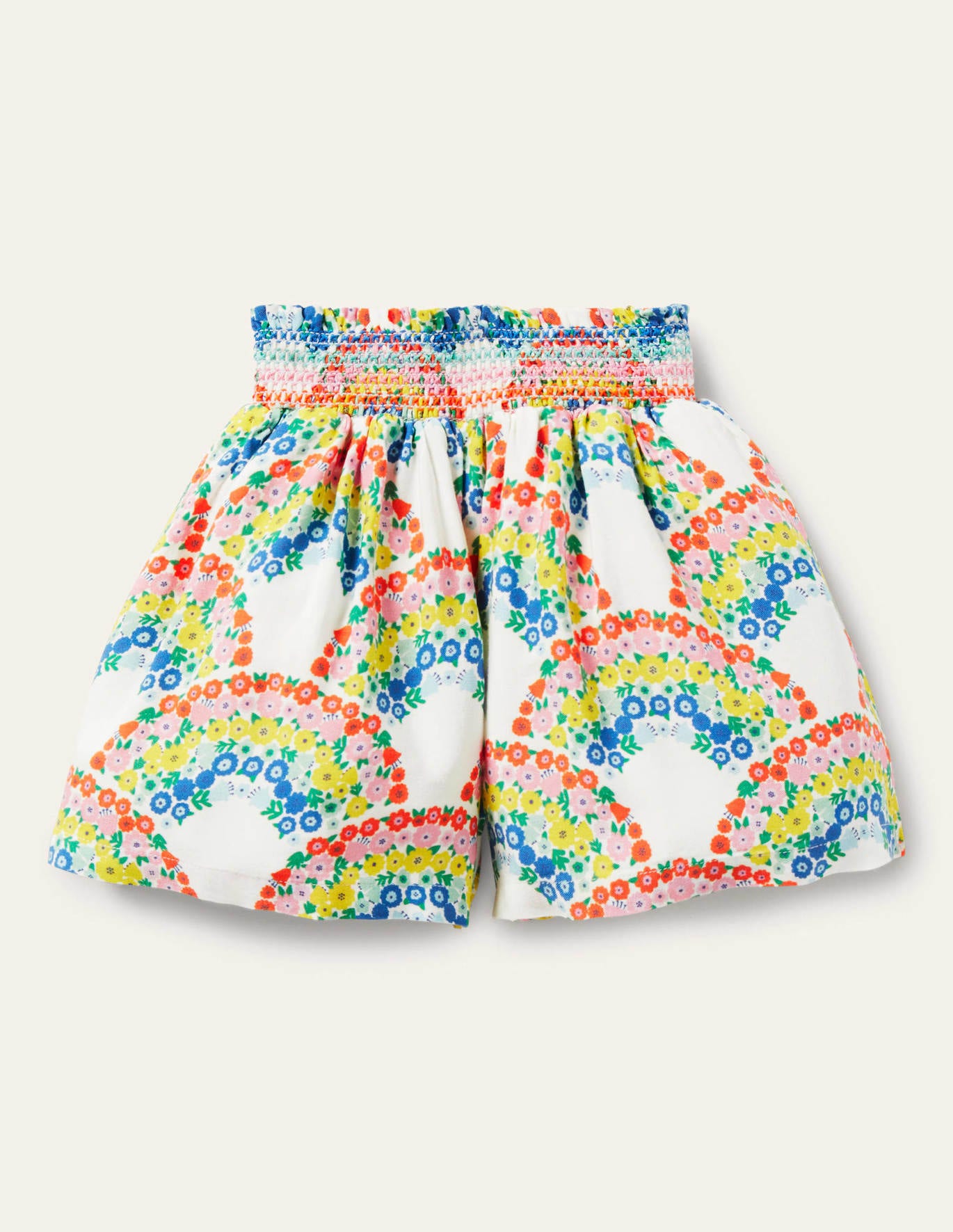 Boden Shirred Waist Culotte Pants - Multi Rainbow Floral