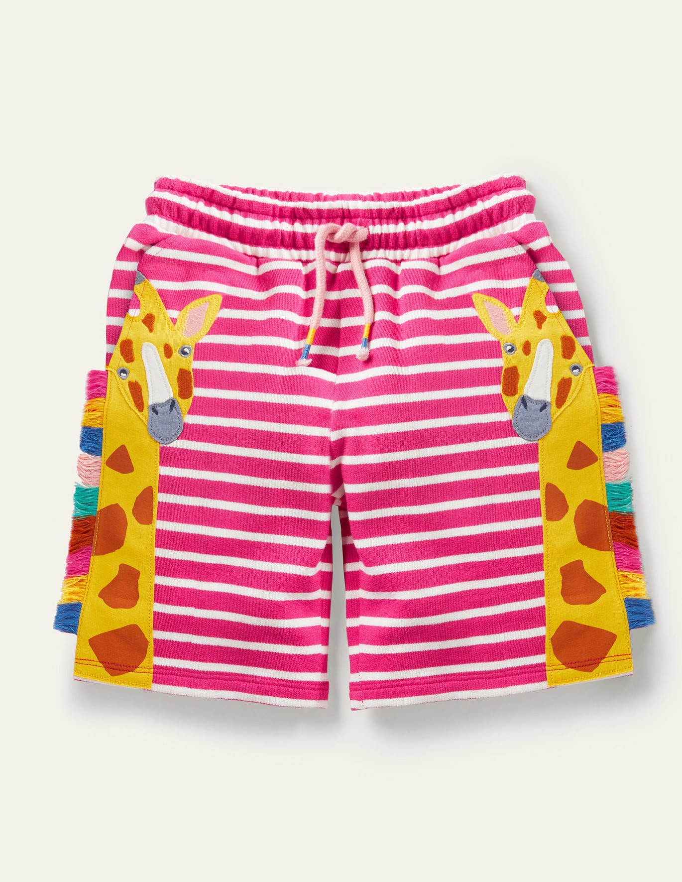 Boden Jersey Applique Shorts - Tutti Fruity Pink Giraffe