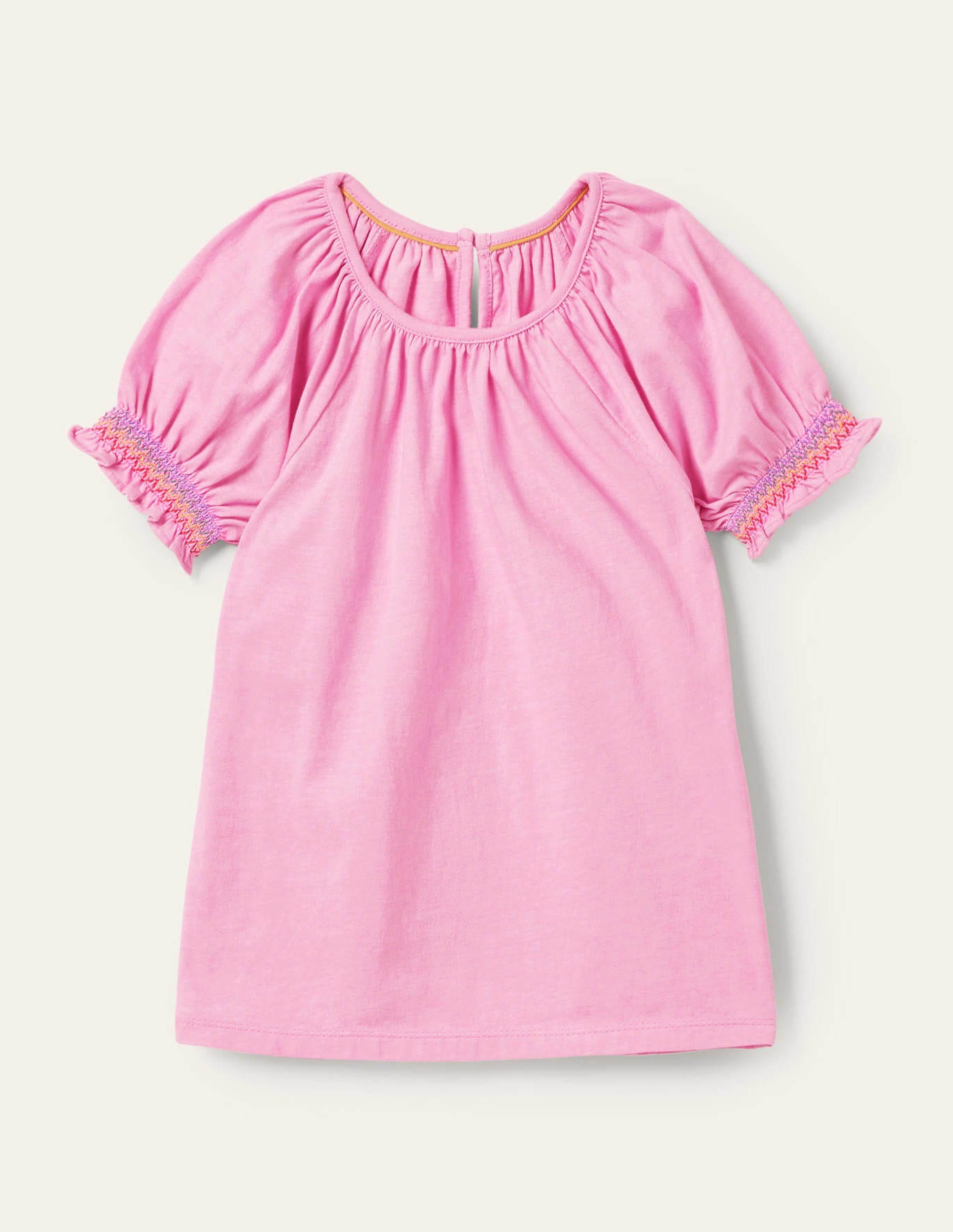 Boden Smocked Raglan T-shirt - Rosebay Pink