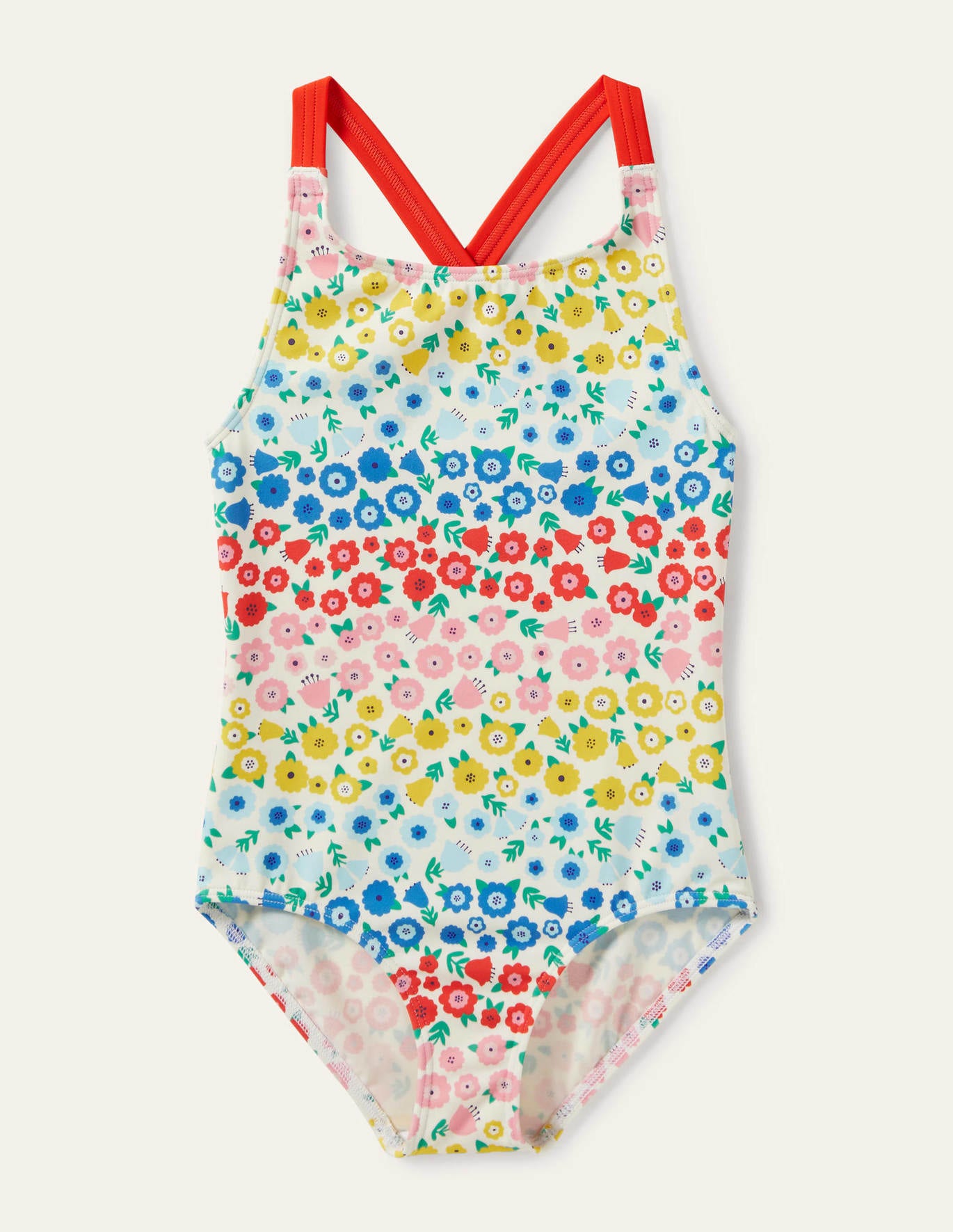 Boden Cross-back Printed Swimsuit - Multi Floral Stripe