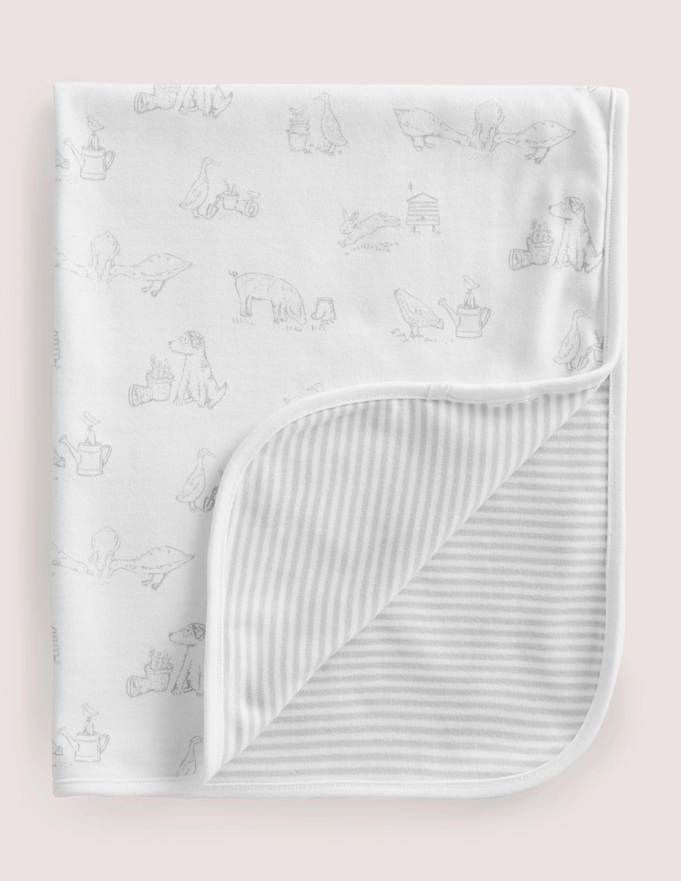 Boden Newborn Jersey Blanket - Ivory/Grey