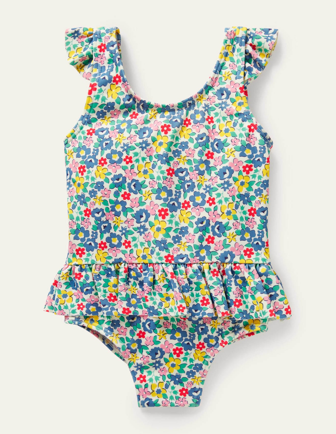 Boden Pretty Frill Waist Swimsuit - Multi Spring Floral