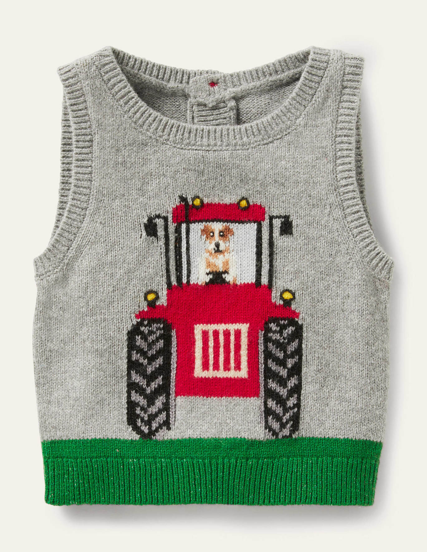 Boden Tractor Knitted Sweater Vest - Grey Marl Tractor