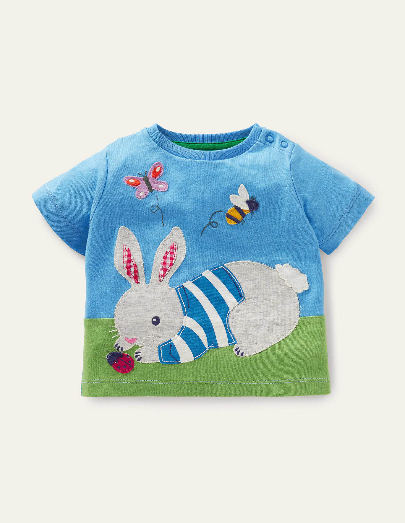 Boden Applique Jersey T-shirt - Bright Bluebell Bunny
