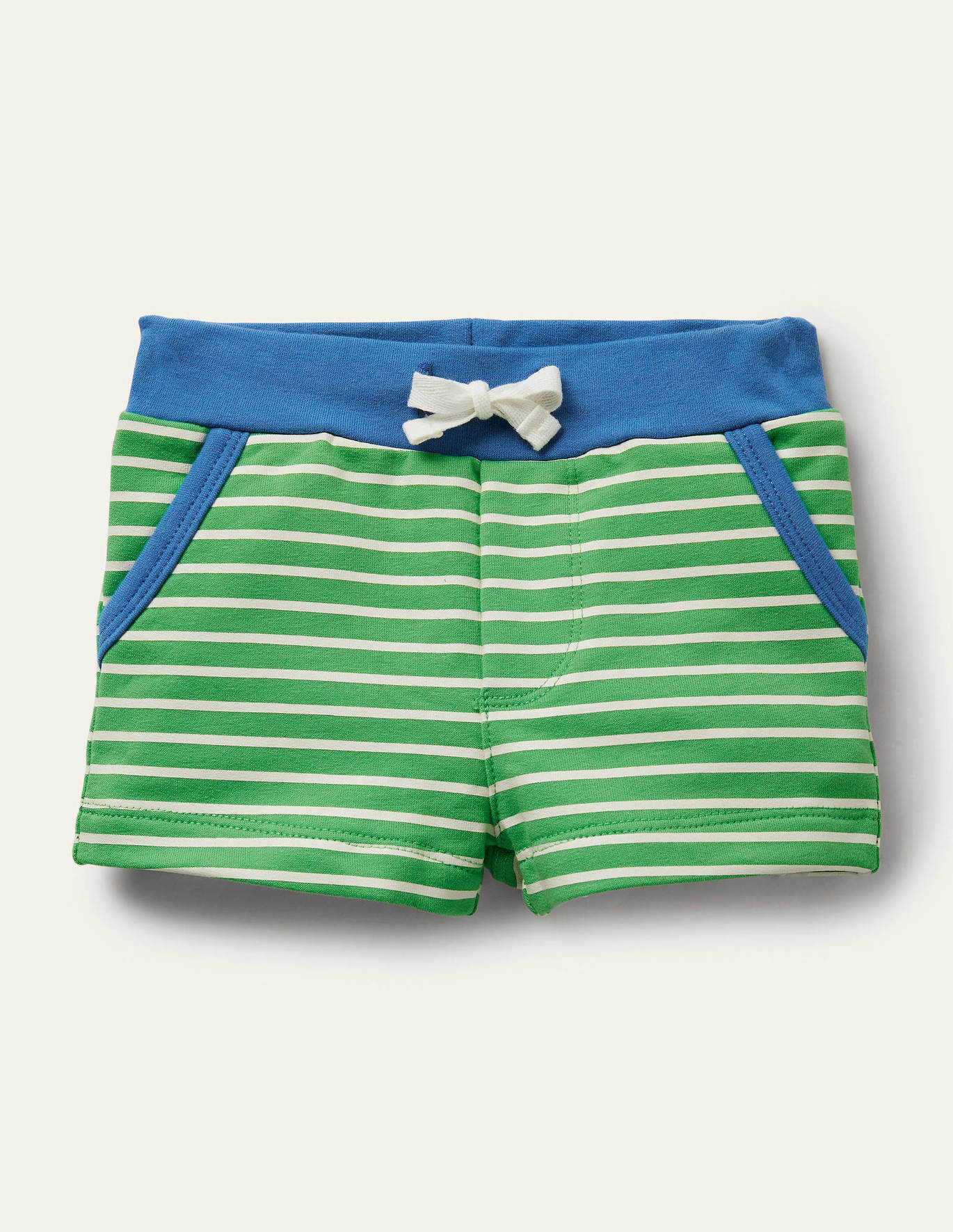 Boden Jersey Shorts - Green/Ivory