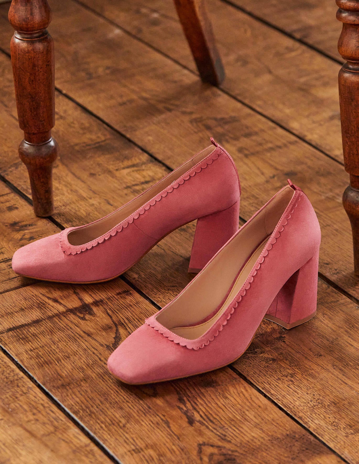 Boden Scalloped Detail Court Heels - Posy Pink