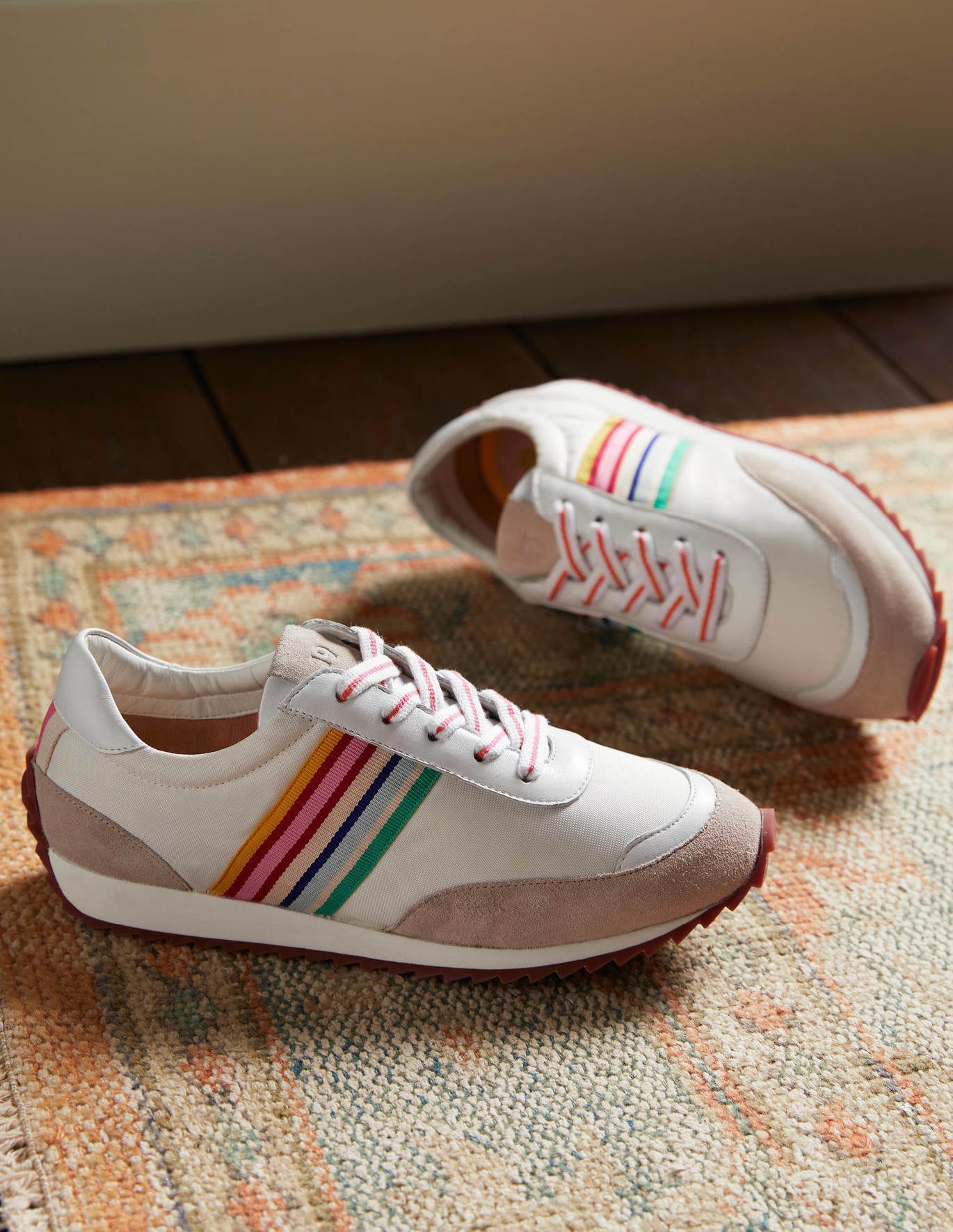 Boden Striped Runner Sneakers - White, Multi Stripe