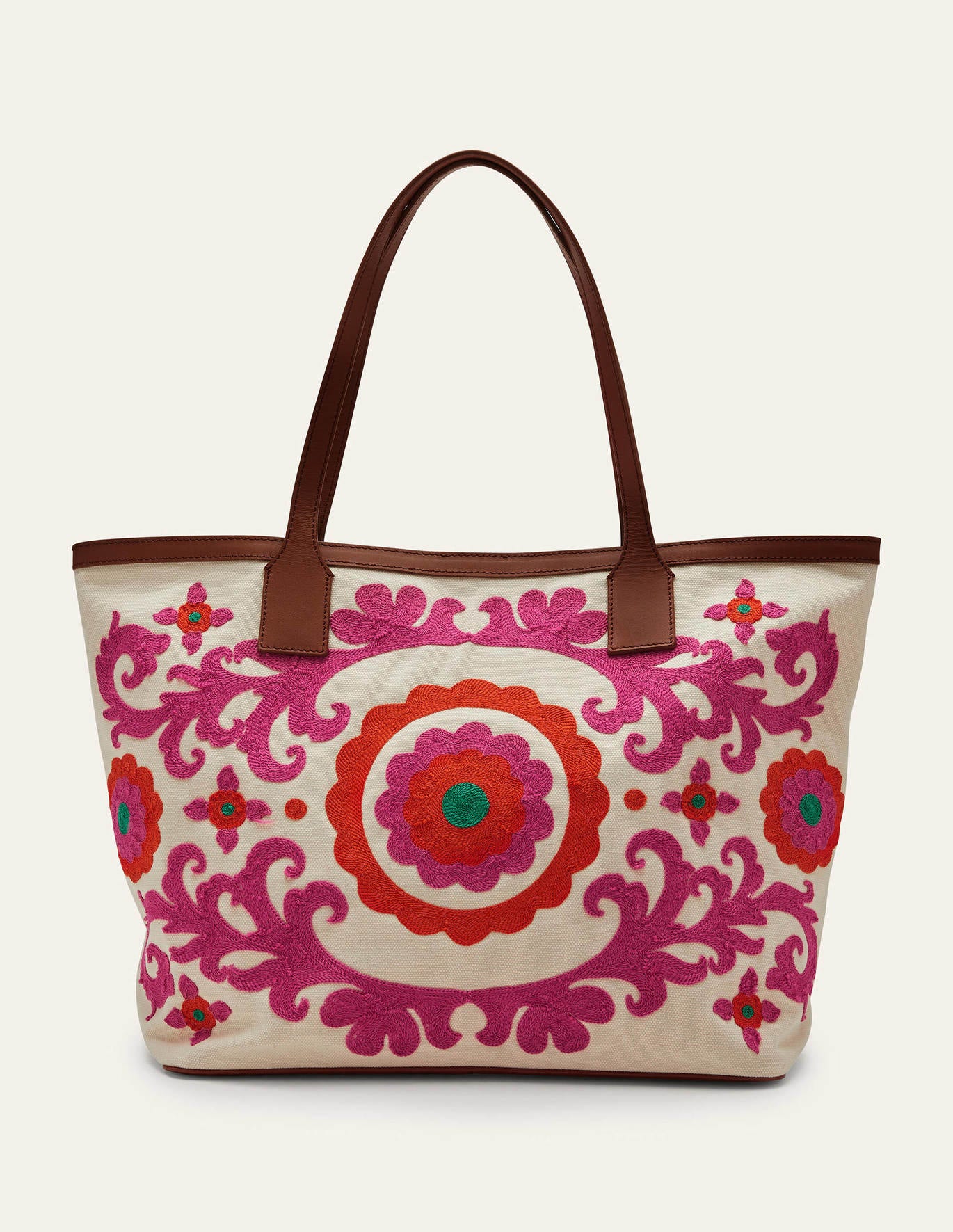 Boden Embroidered Canvas Tote - Pink