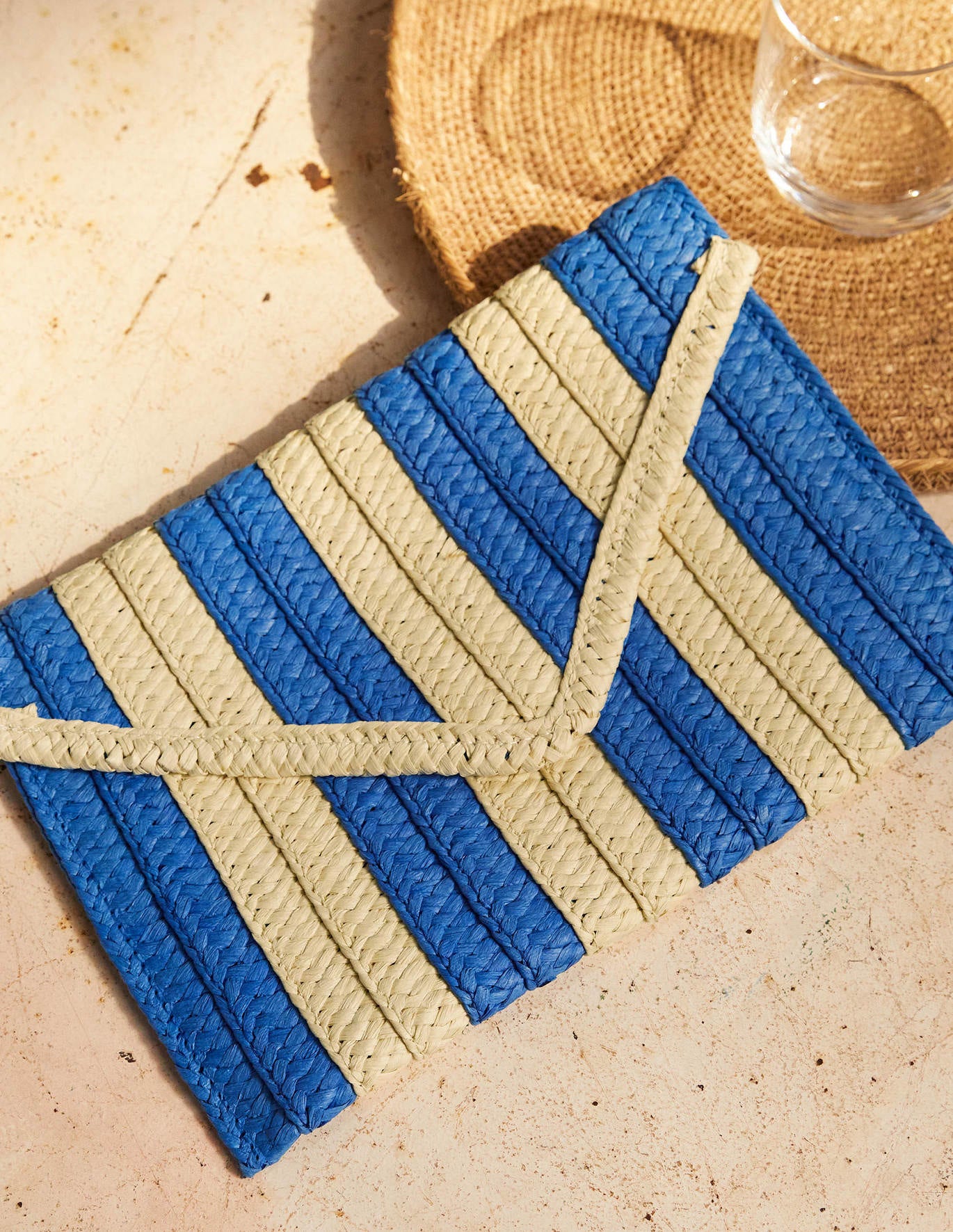 Boden Striped Envelope Clutch - Bluebell Stripe