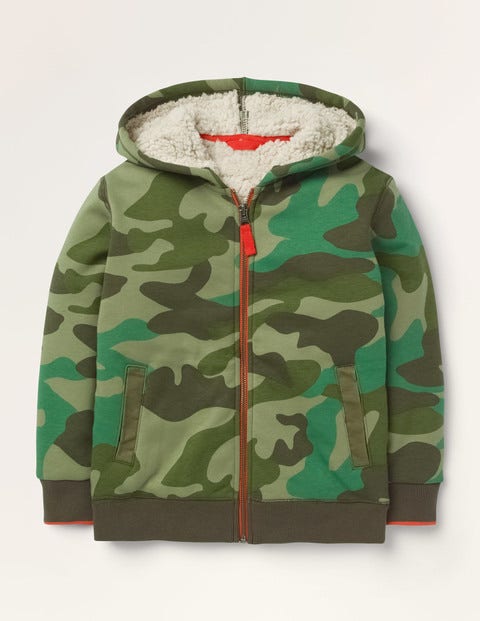 Borg-lined Zip-up Hoodie Green Boys Boden