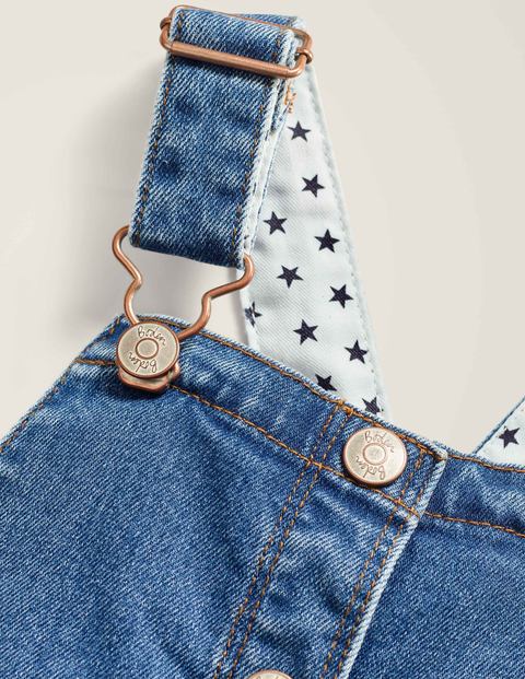 Button Through Overall Dress - Mid Vintage Denim