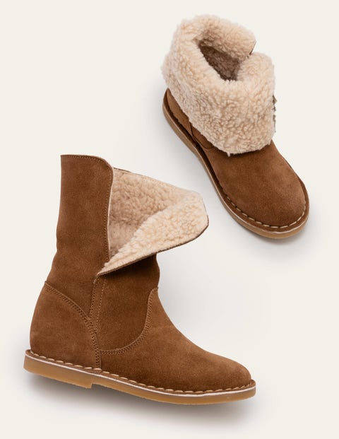 Bottes cosy en daim Fille Boden, TAN