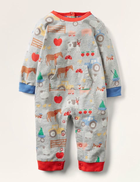 Combinaison ultra-douce à motif ferme Bébé Boden, GRY