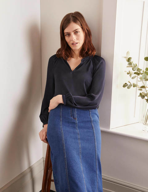 Blouse Kitty à col smocké Femme Boden, NAV