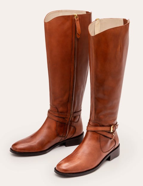 Pembroke Knee High Boots - Dark Tan 
