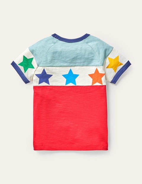 Colourblock Raglan T-shirt - Misty Blue/Strawberry Tart Red | Boden US