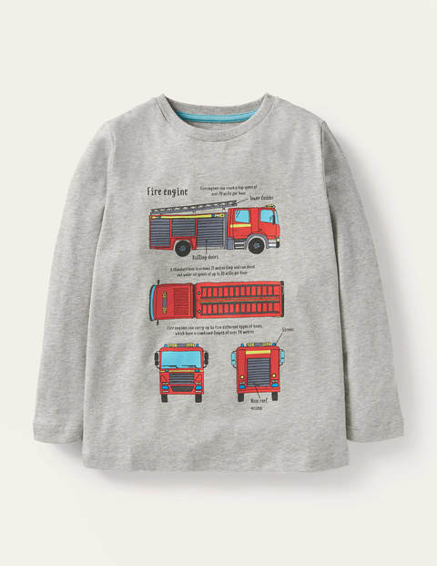 T-shirt éducatif à motif véhicule Garçon Boden, GRY