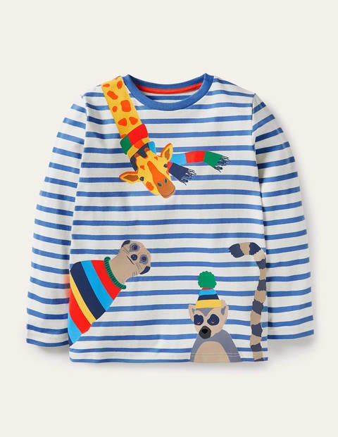 T-shirt fun à motif animal Garçon Boden, BLU