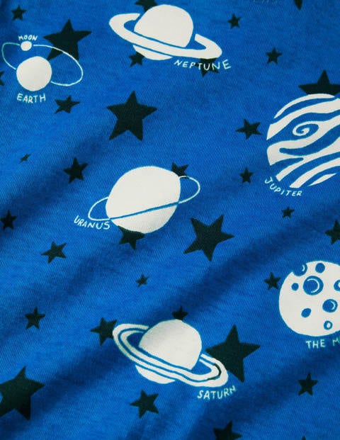 DE Dunkeln kurzer - | Kräftiges Blau, Schlafanzug Boden leuchtender Leuchtende Planeten Im