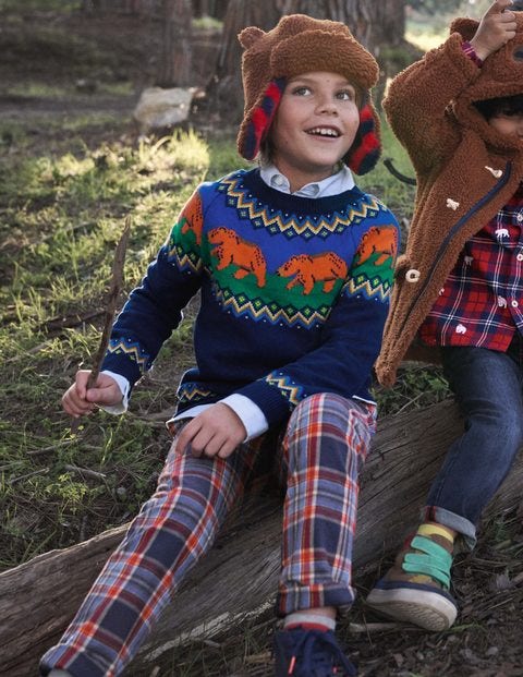 Fair Isle Crew Sweater - College Navy Bears | Boden US