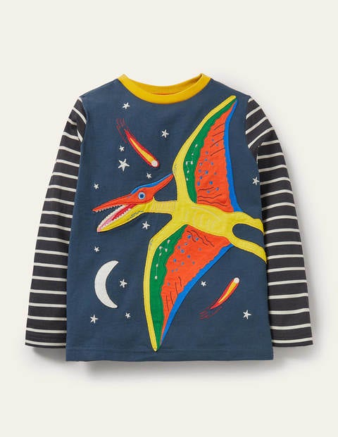 T-shirt à appliqué recto verso Garçon Boden, BLU