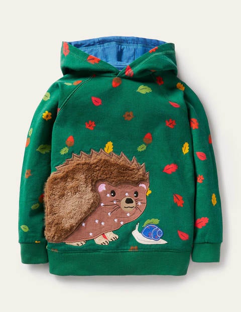 Sweat à capuche à appliqué patchwork Garçon Boden, GRN