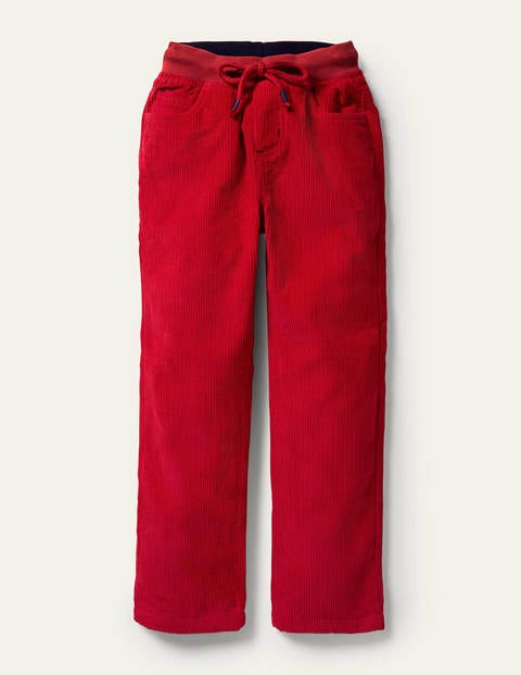 Pantalon cosy en velours côtelé doublé Garçon Boden, RED