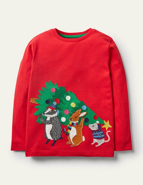 T-shirt à motif animal festif Garçon Boden, RED