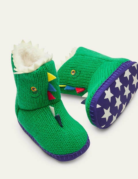 Chaussons dinosaure en maille - Vert des Highlands