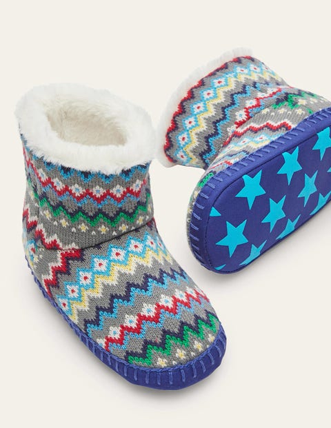 Slipper Boots - Grey Fairisle | Boden US