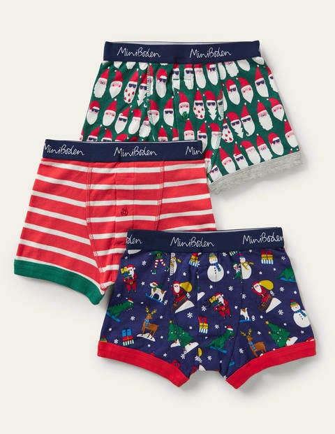 Christmas Boxers 3 Pack - Green Santa