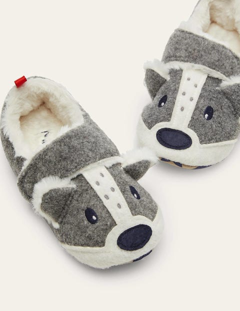 Felt Badger Slippers Grey Girls Boden