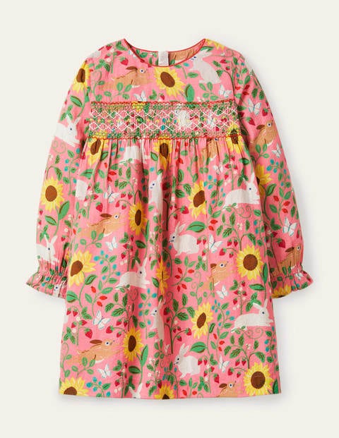 Robe à smocks Fille Boden, PNK