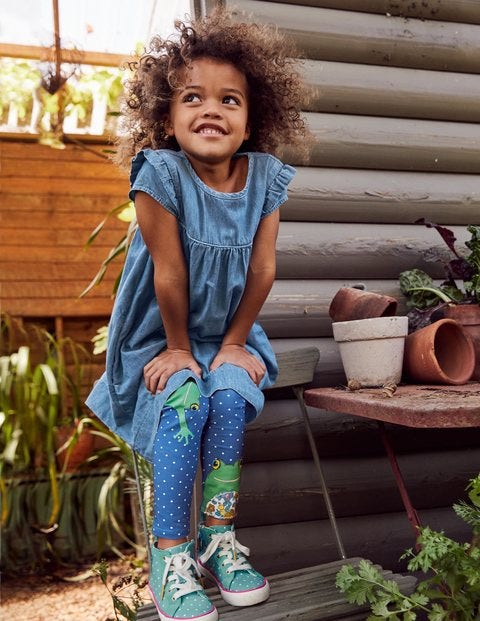 Fun Appliqué Leggings - Elizabethan Blue Pin Spot Frog