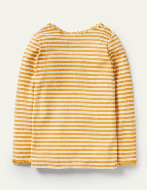 Supersoft Pointelle T-shirt - Honeycomb Yellow/ Ivory | Boden US
