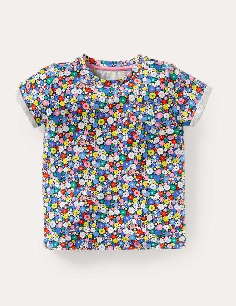 Star Pocket Slub T-shirt - Elizabethan Blue Flowerpatch | Boden US